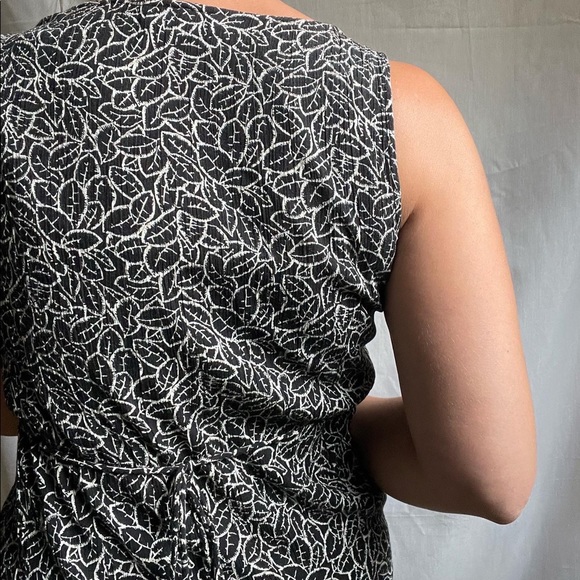 90s Rayon Leaf Print Midi Dress - Picture 6 of 7